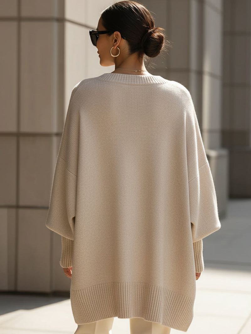 Kimia Übergrosser Gestrickter Rundhalsausschnitt Pullover