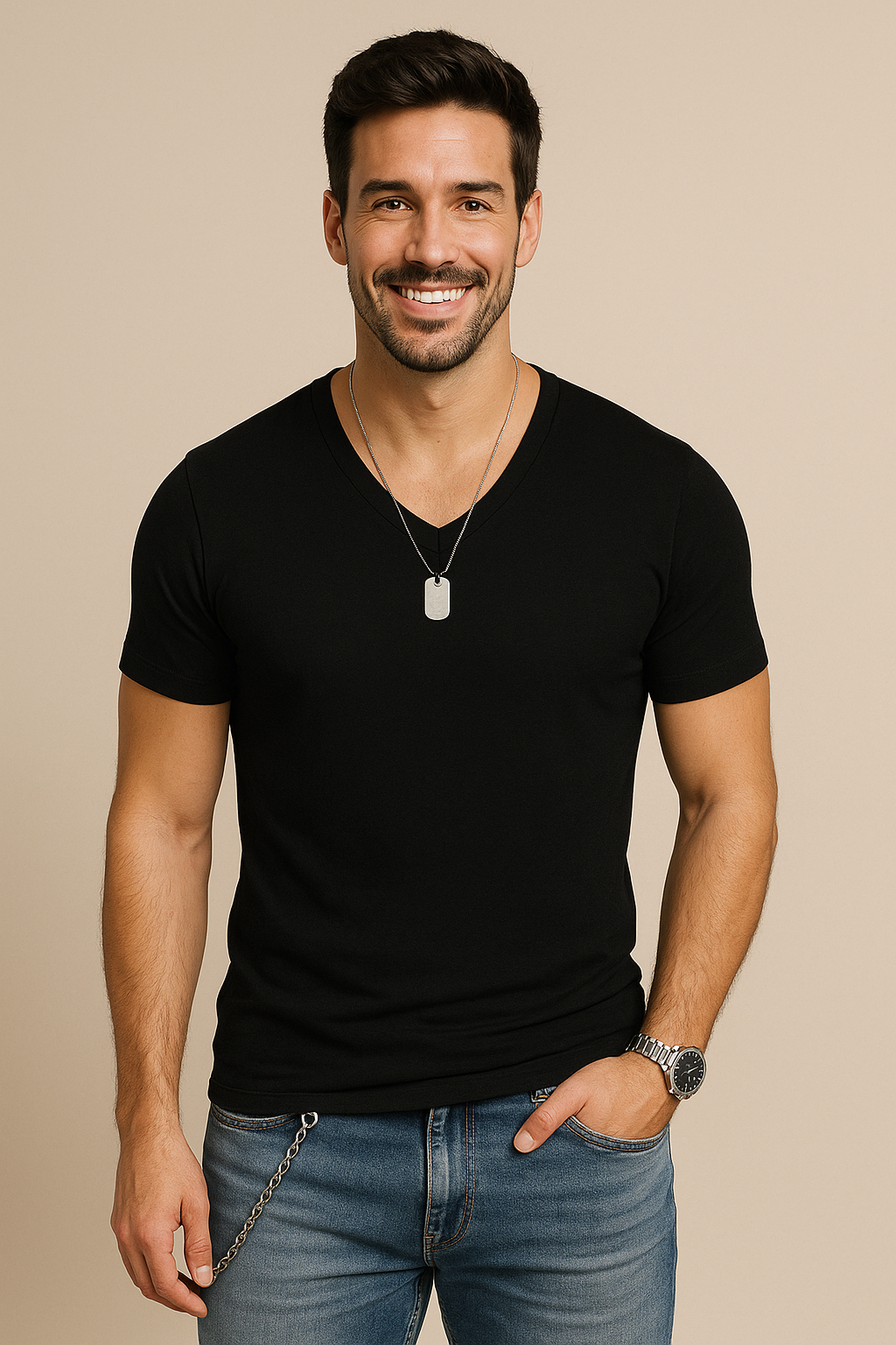 AROSA| Herren T-Shirt mit V-Ausschnitt für Sommer und Alltag