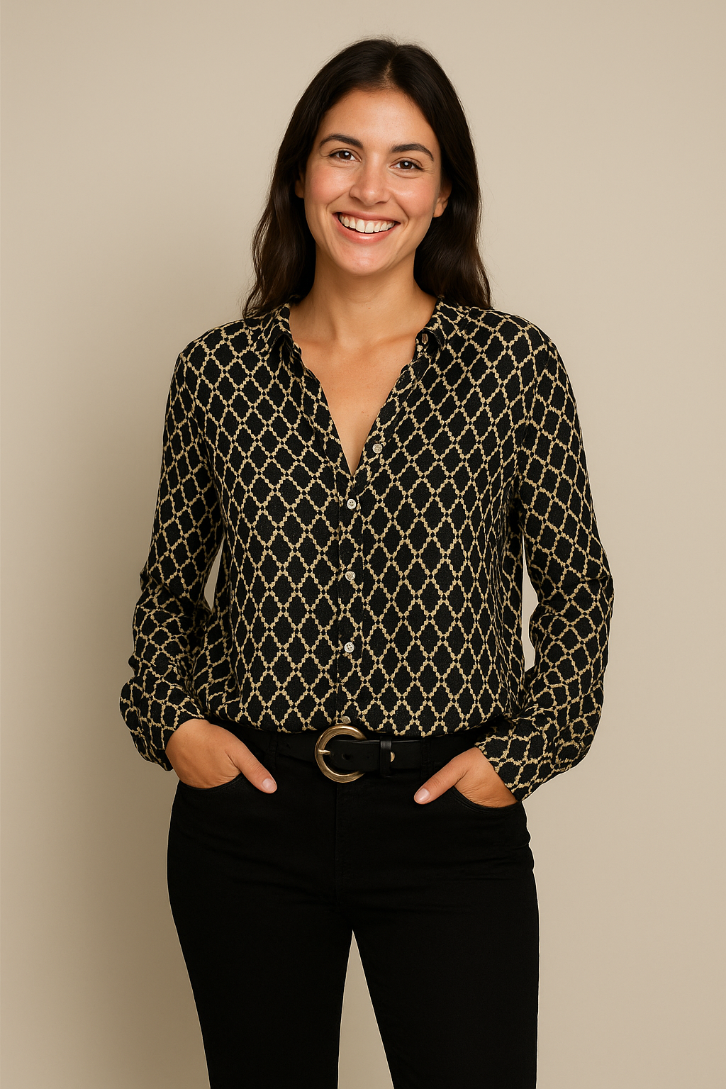 AROSA | Damen Bluse mit V-Ausschnitt und klassischem Muster luftig & leicht