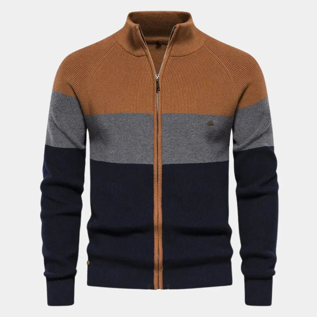Modischer Strickpullover mit sportivem Reißverschluss