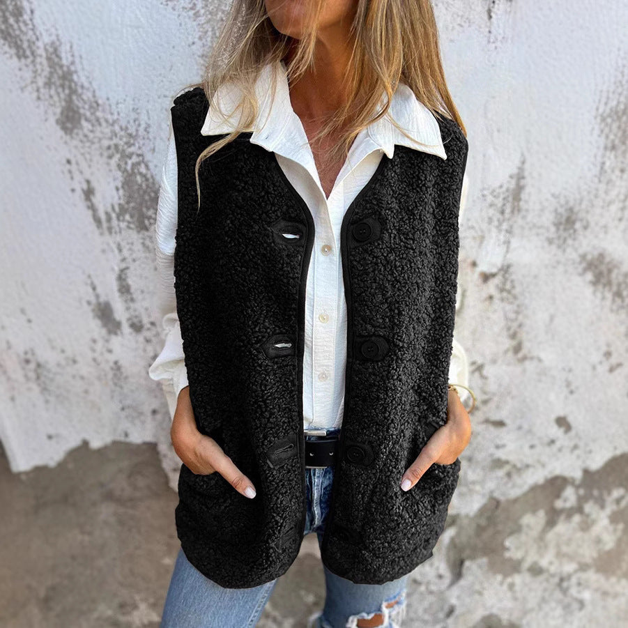 Amara | Damen Herbst Knopfleiste Kurz Warm Weste
