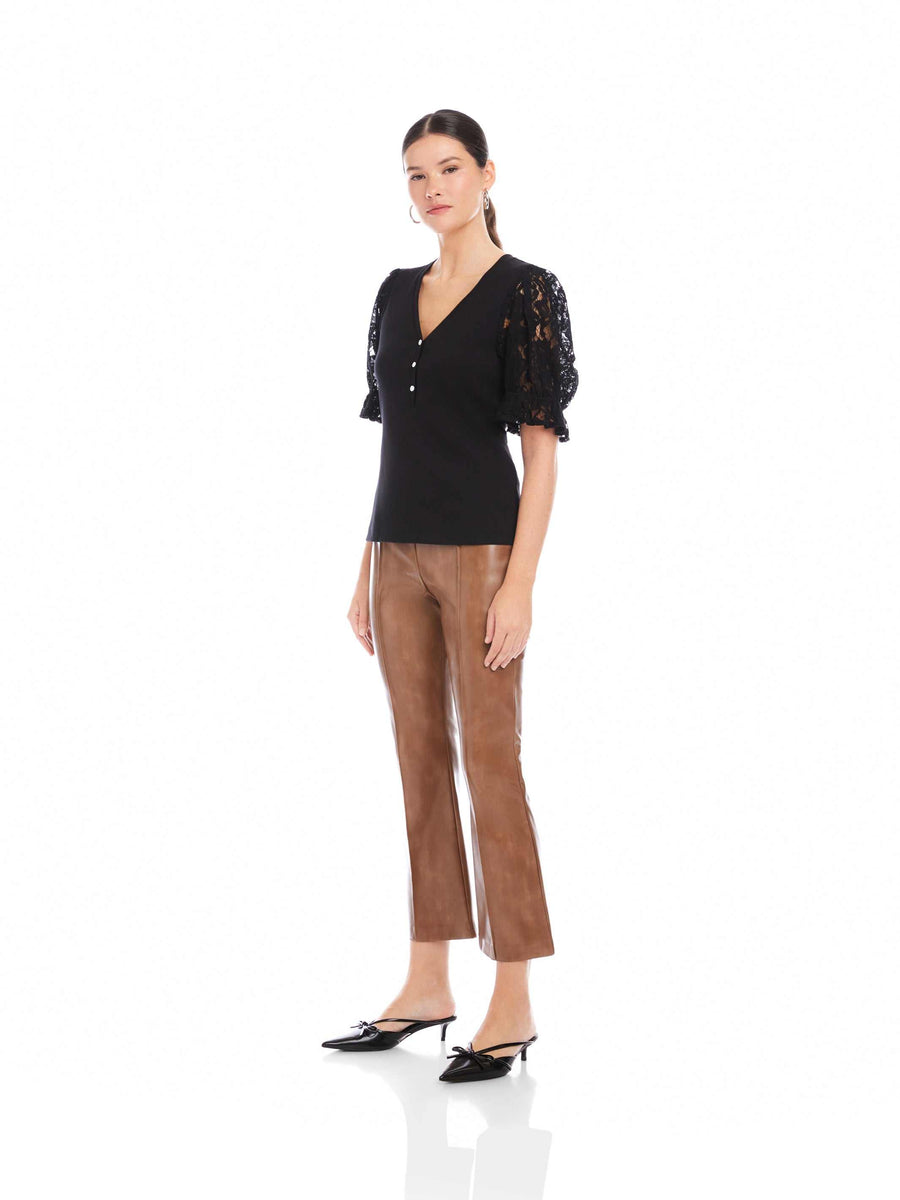 Tanya Damen Oberteil – Elegantes Top mit Spitzenärmeln