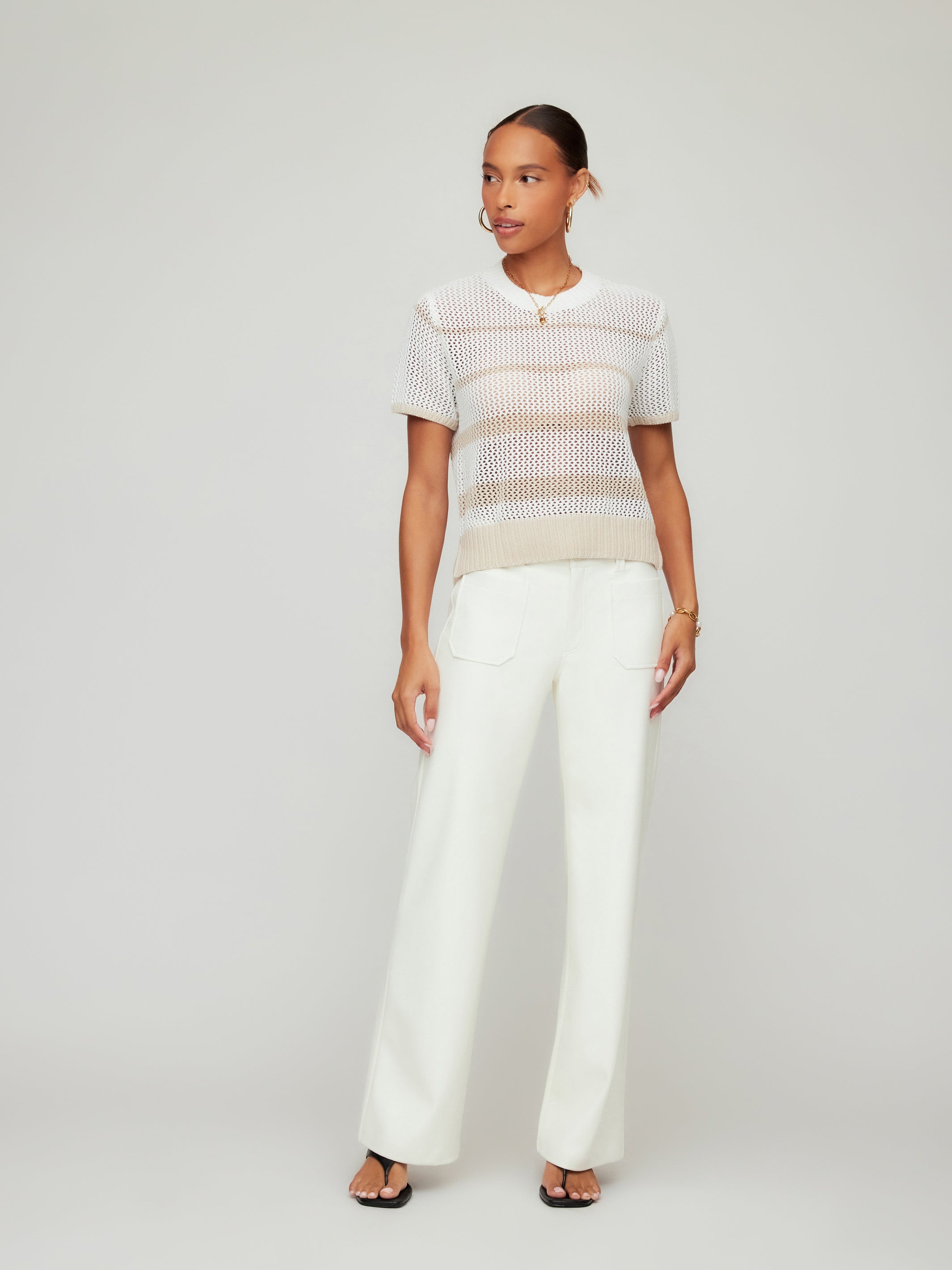Faye Damen Häkelpullover – Transparentes Top im Boho-Look