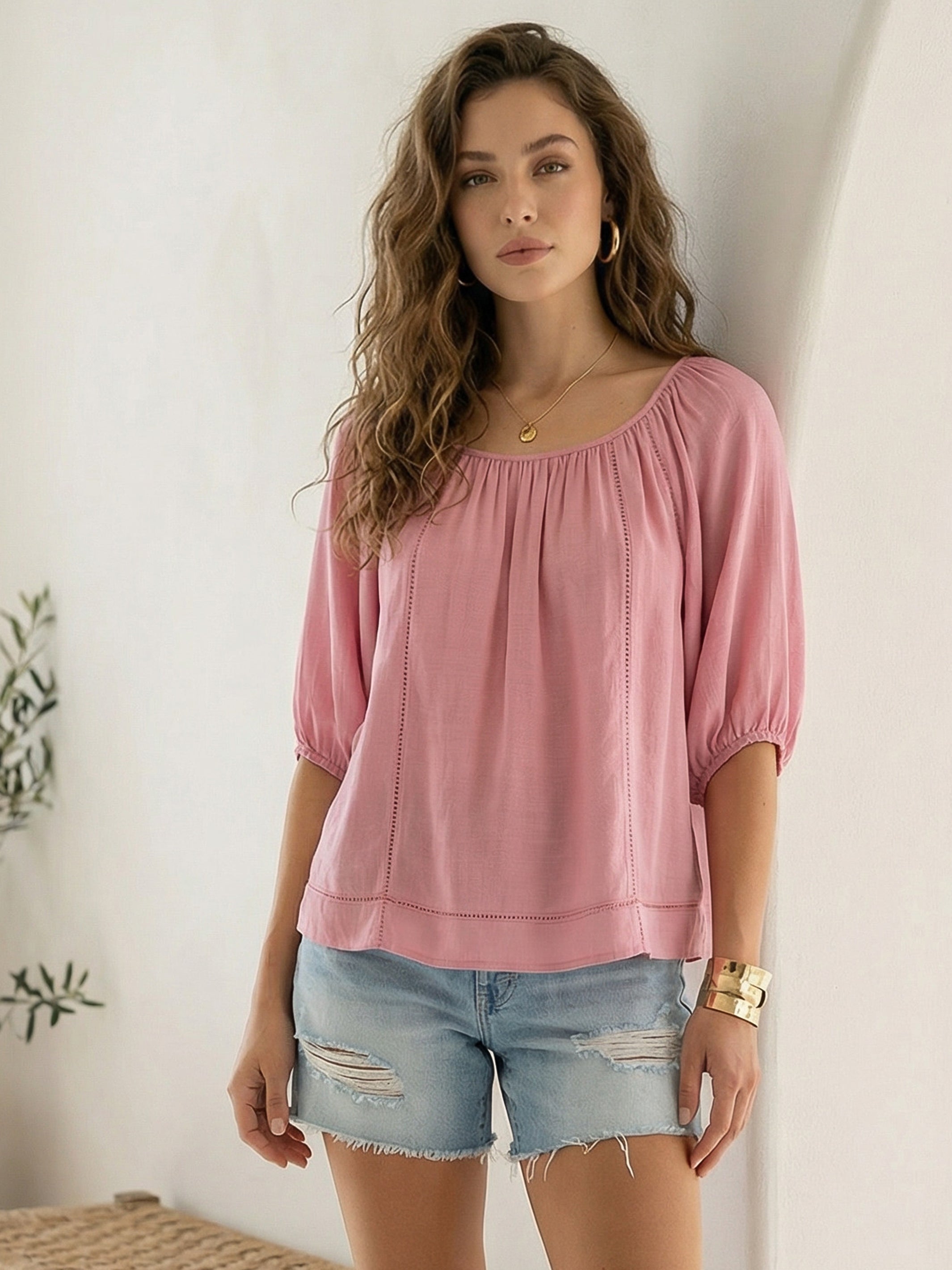Liza Damen Bauernbluse – Romantische Bluse mit Volants