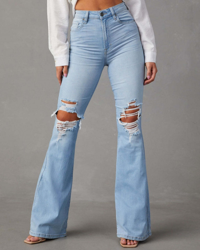 Damen Schlagjeans mit Rissen