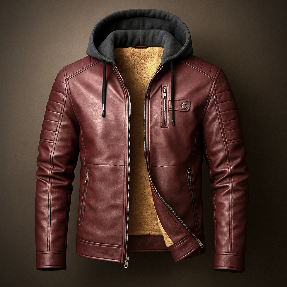 Glendon - Elegante Lederjacke mit Kapuze