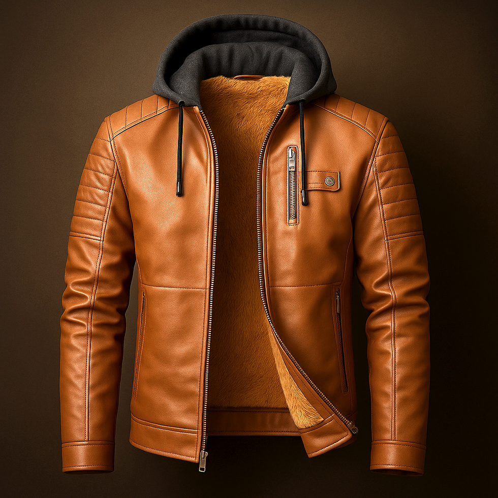 Glendon - Elegante Lederjacke mit Kapuze