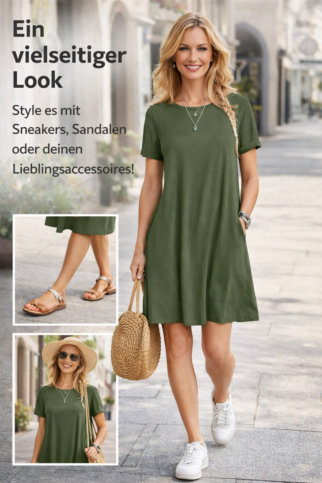 Vintage Damen T-Shirt Mini Kleid
