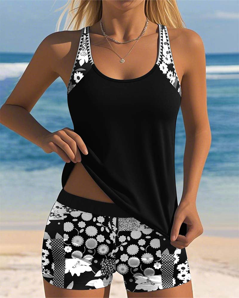 Sab | Zweiteiliger Badeanzug mit bequemem Schnitt und floralem Strandstil