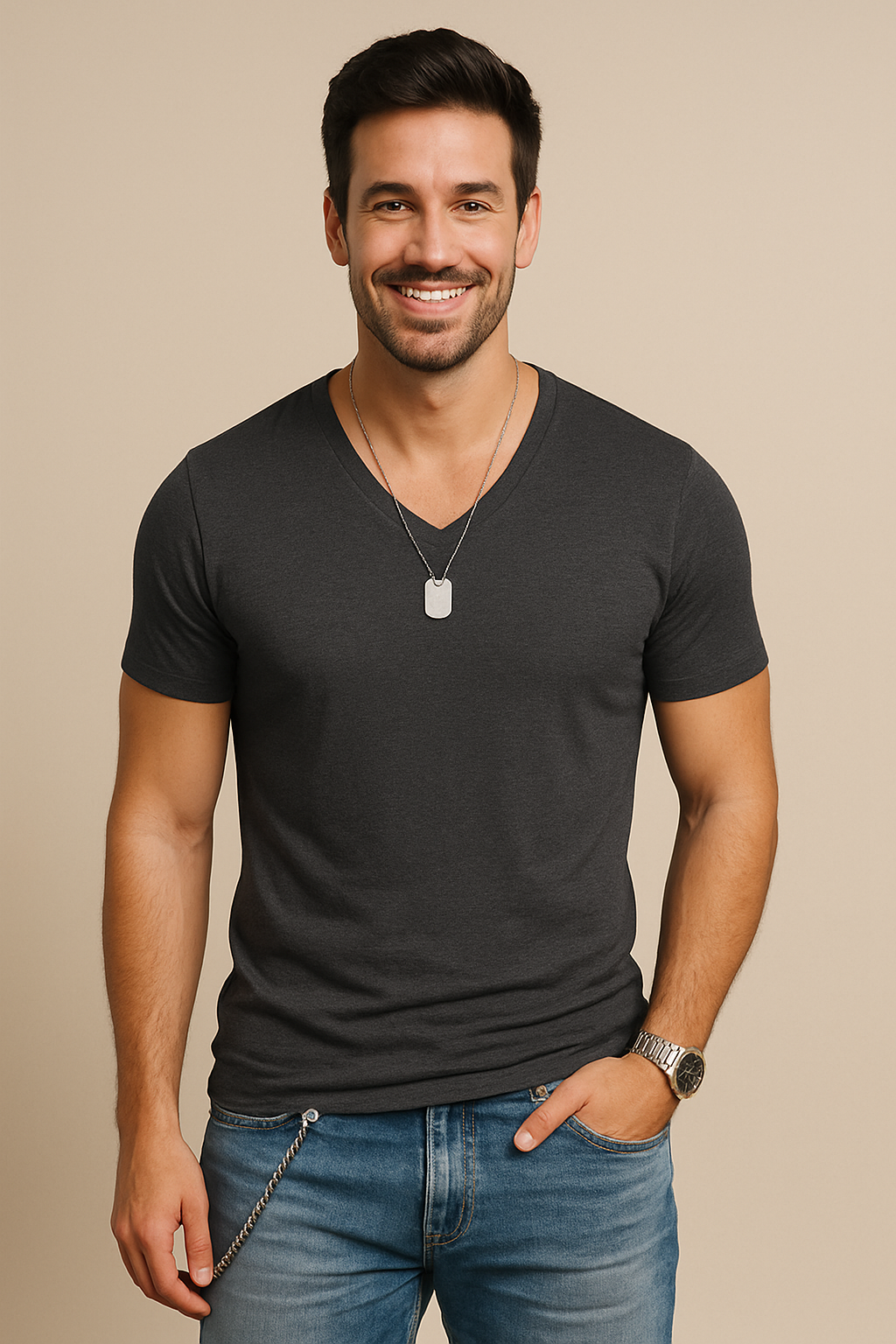 AROSA| Herren T-Shirt mit V-Ausschnitt für Sommer und Alltag