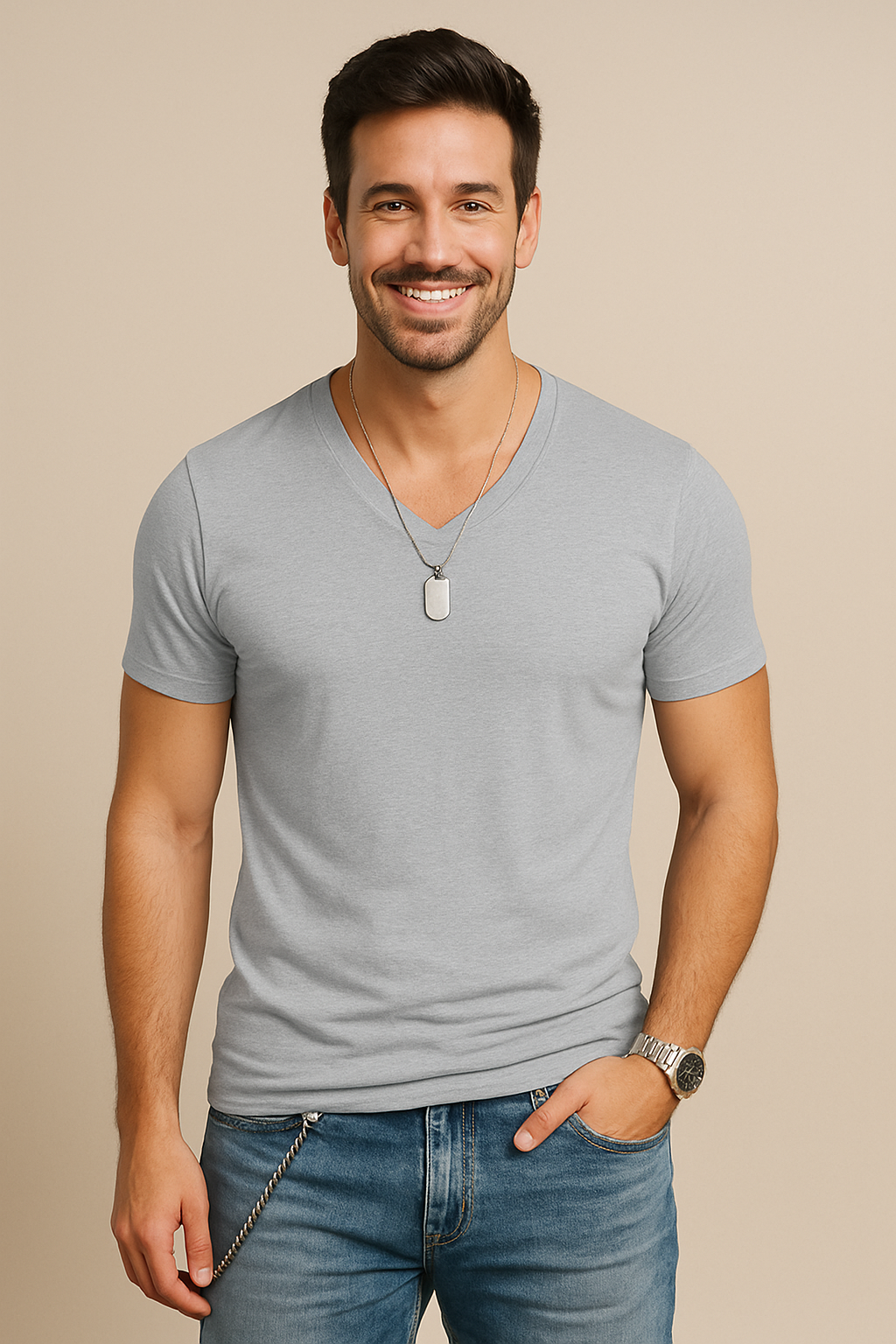 AROSA| Herren T-Shirt mit V-Ausschnitt für Sommer und Alltag