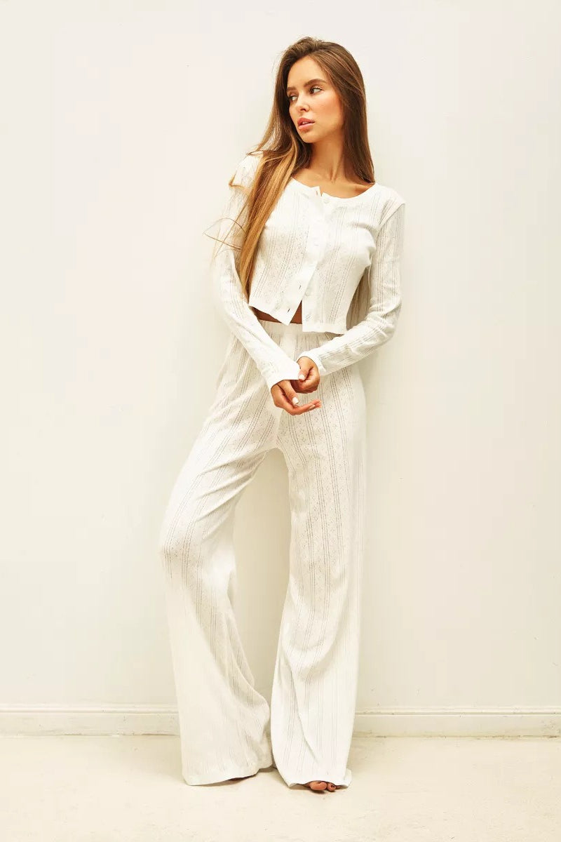 Ensemble Zwei Teile Jacquard Ausgeschnitten Lässig Weich