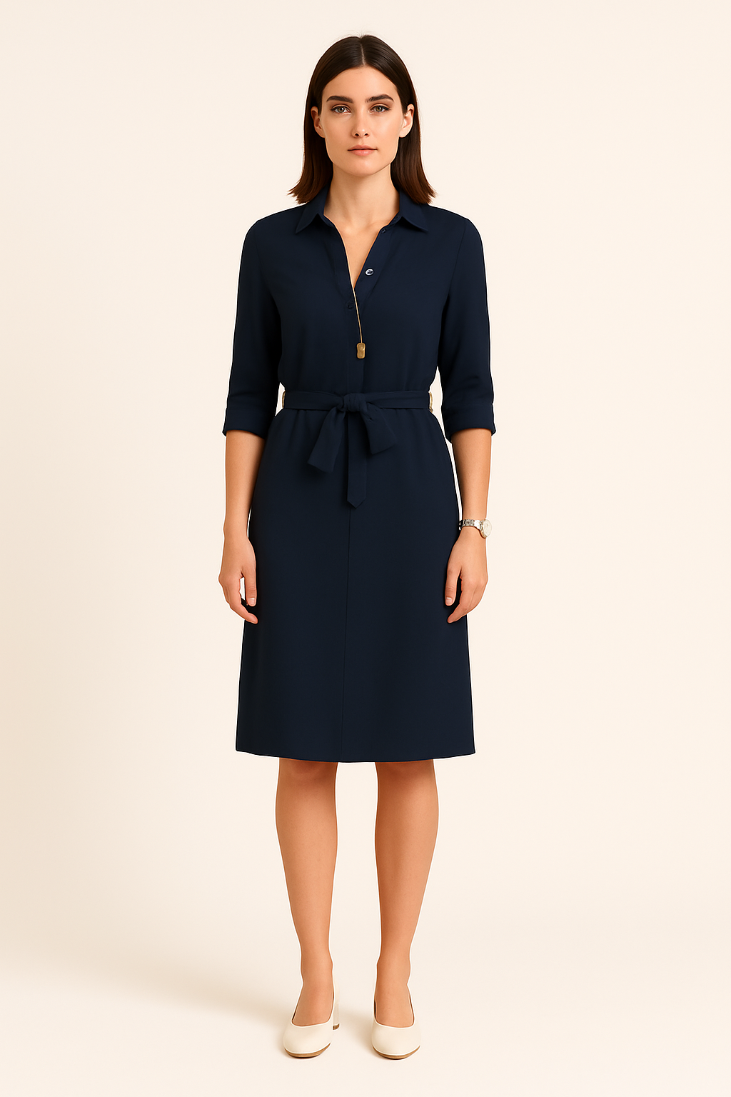 AROSA | Festliches Damen Hemdblusenkleid mit Knopfleiste
