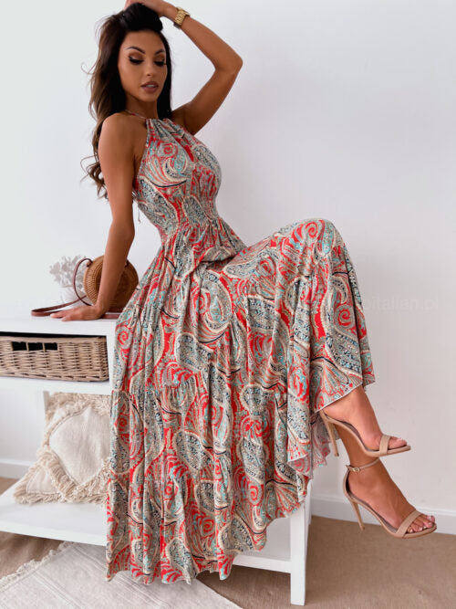 Rückenfreies Kleid mit Blumendruck