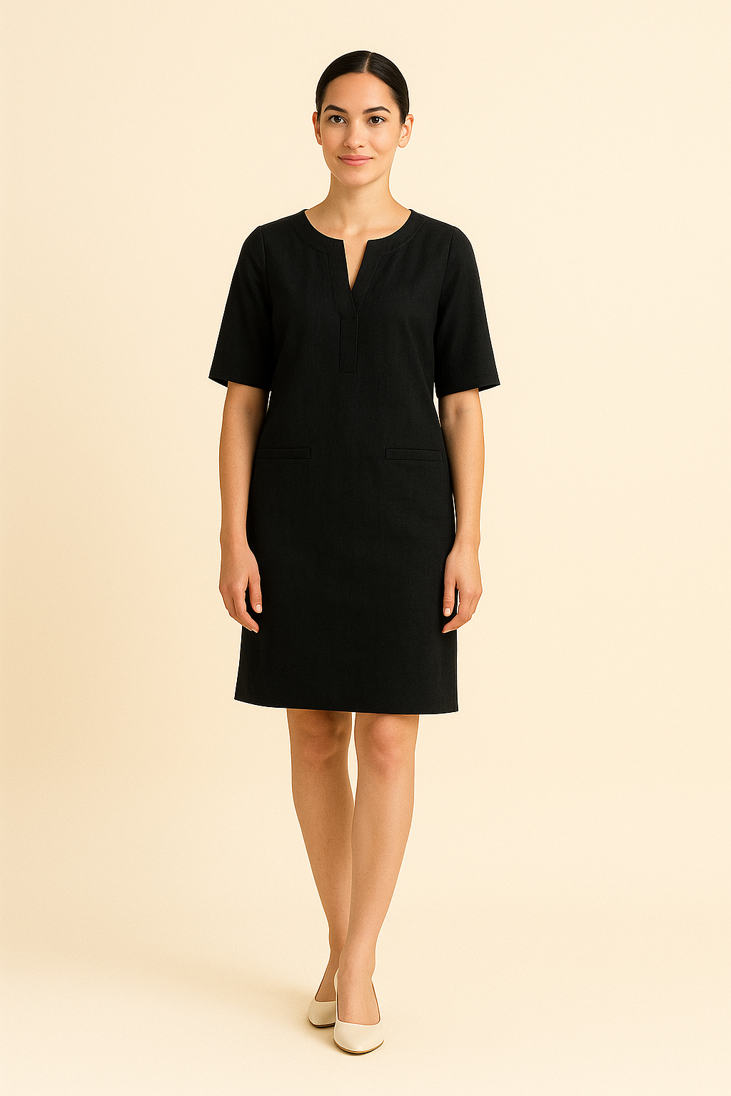 AROSA | Sommerliches Damen Kleid in Leinenoptik mit taillierter Passform luftig & leicht
