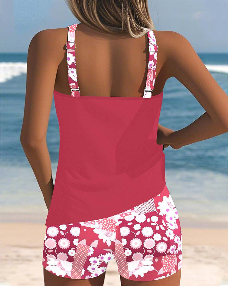 Sab | Zweiteiliger Badeanzug mit bequemem Schnitt und floralem Strandstil