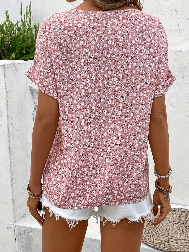 Engel | Bluse mit floralem Druck und kurzen Puffärmeln