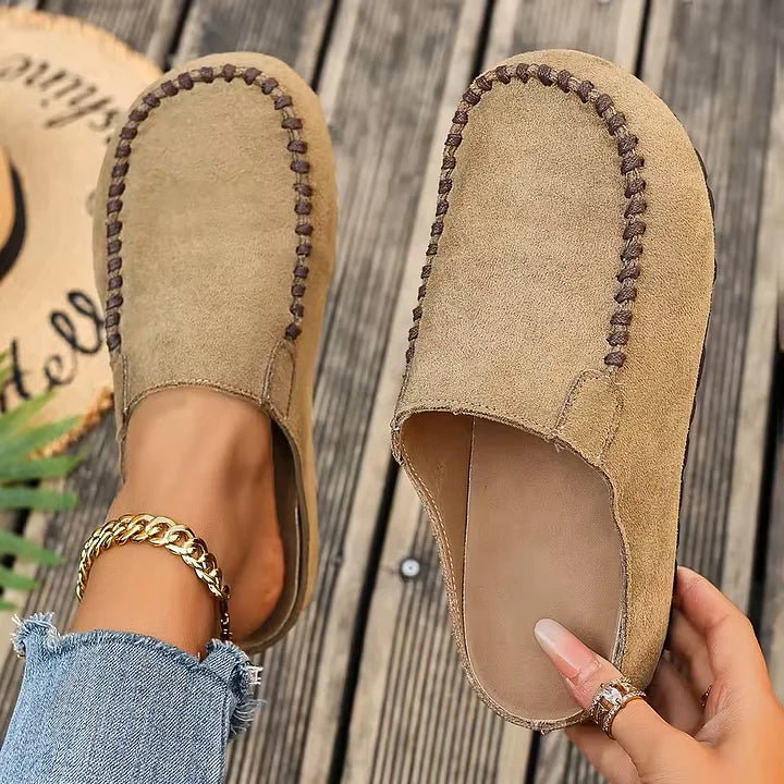 Lidja Damen Leder-Mules – Elegante Slipper im Vintage-Stil