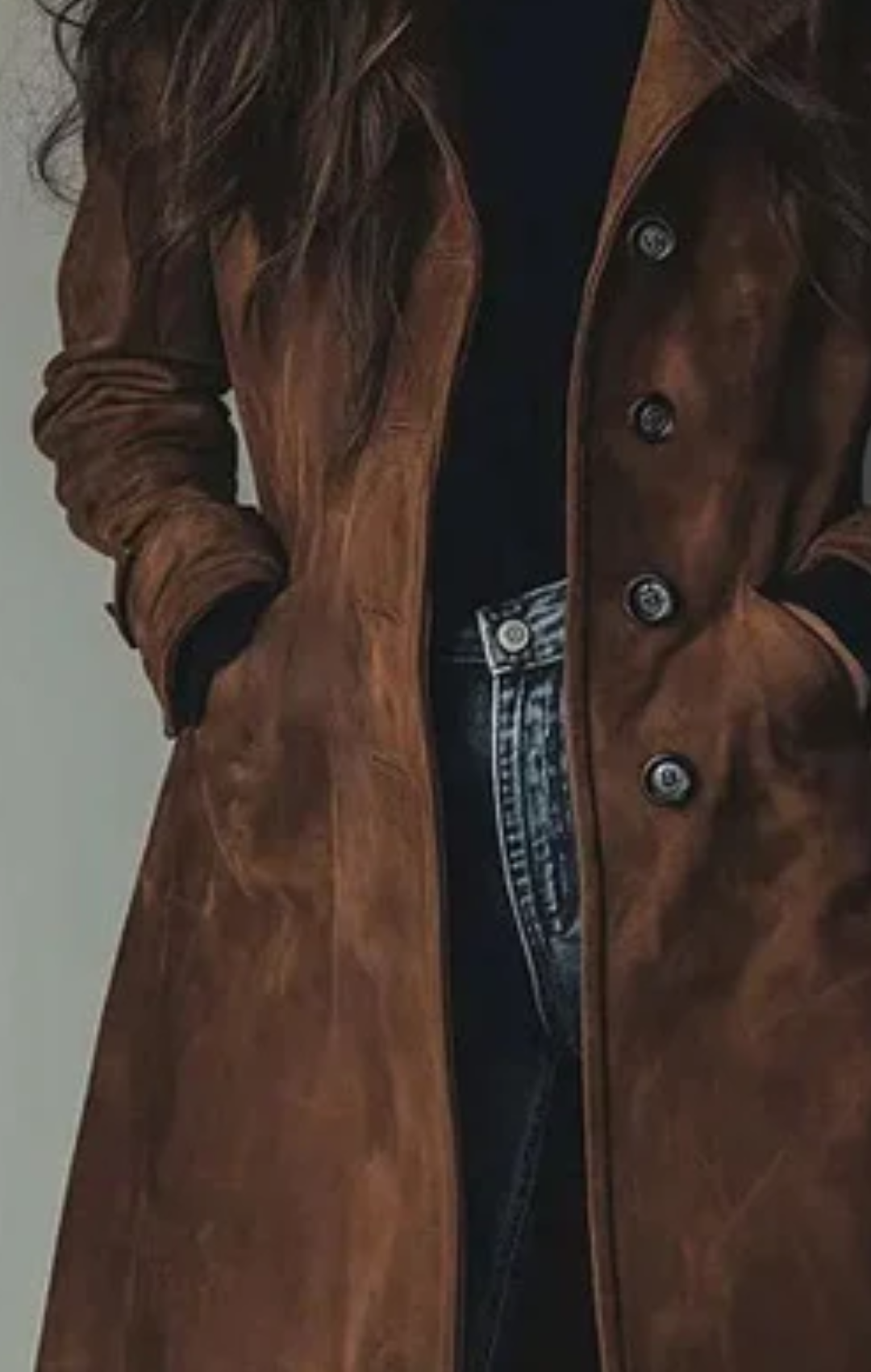 Camilla | Lange vegane Wildlederjacke