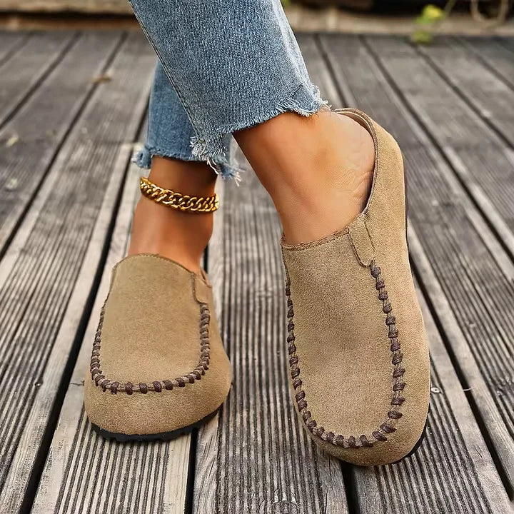 Lidja Damen Leder-Mules – Elegante Slipper im Vintage-Stil