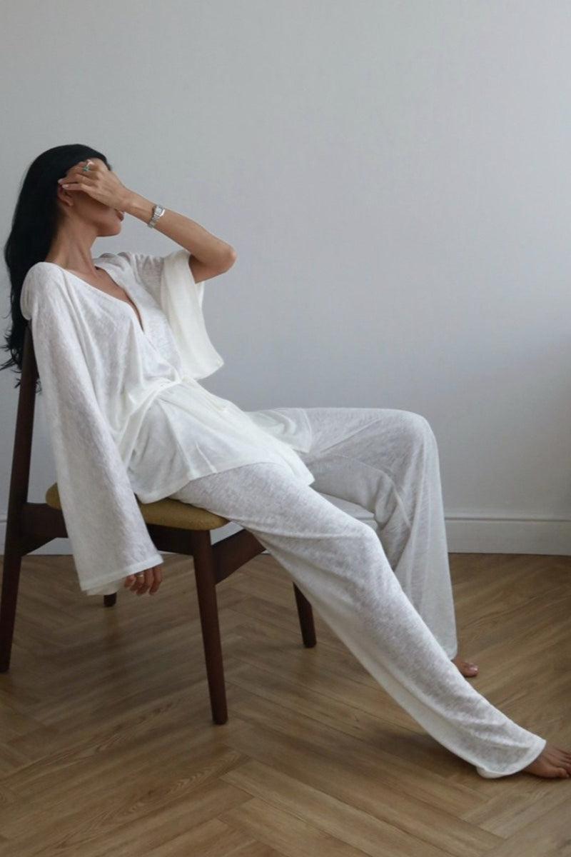 Damen Lounge-Set – Lässiges Ensemble mit weitem Bein & Oberteil