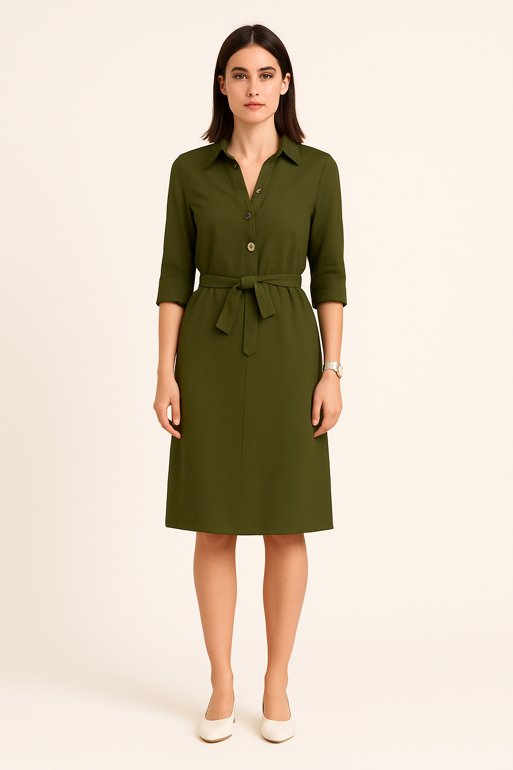 AROSA | Festliches Damen Hemdblusenkleid mit Knopfleiste
