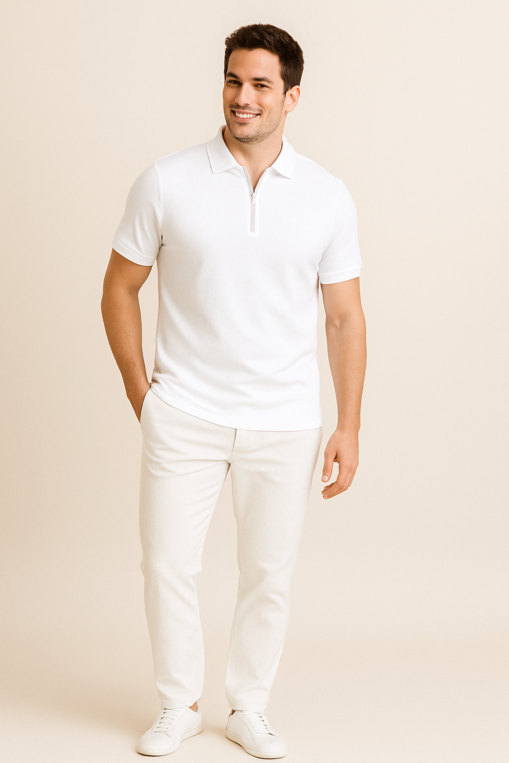AROSA| Herren Sommer Poloshirt mit Reißverschluss und schmaler Passform