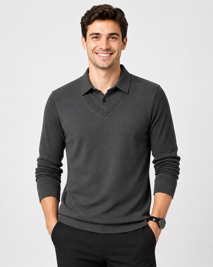 Nathaniel | Business Casual Langarm-Kragen gestreift