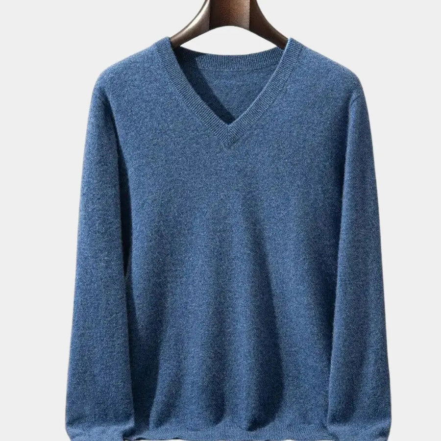 V-Ausschnitt Strickpullover aus Wolle