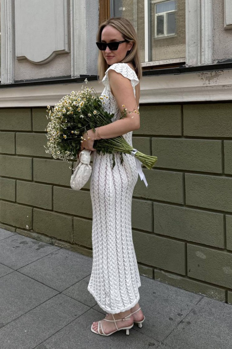 Maxi-Kleid Pastoral – Damen Maxikleid mit Volants & V-Ausschnitt