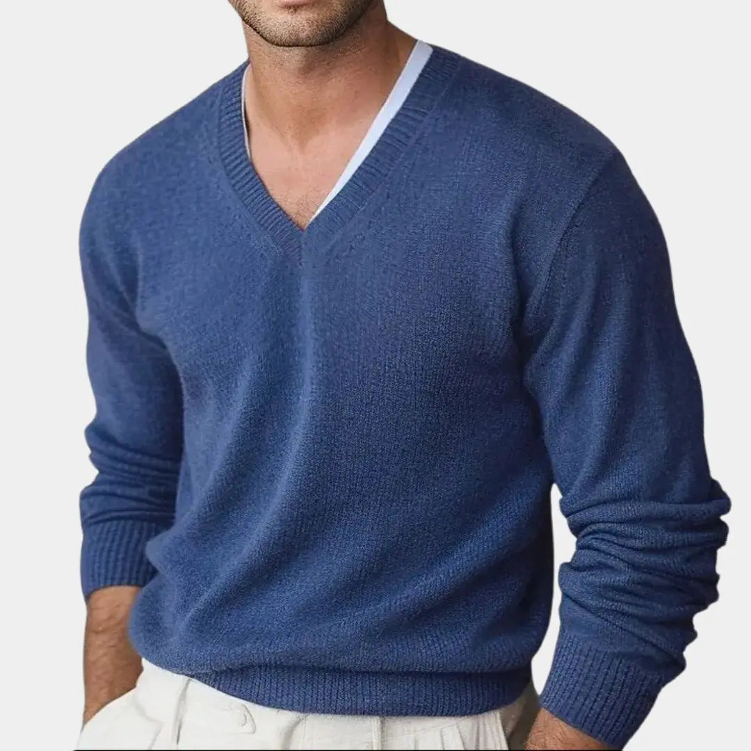 V-Ausschnitt Strickpullover aus Wolle