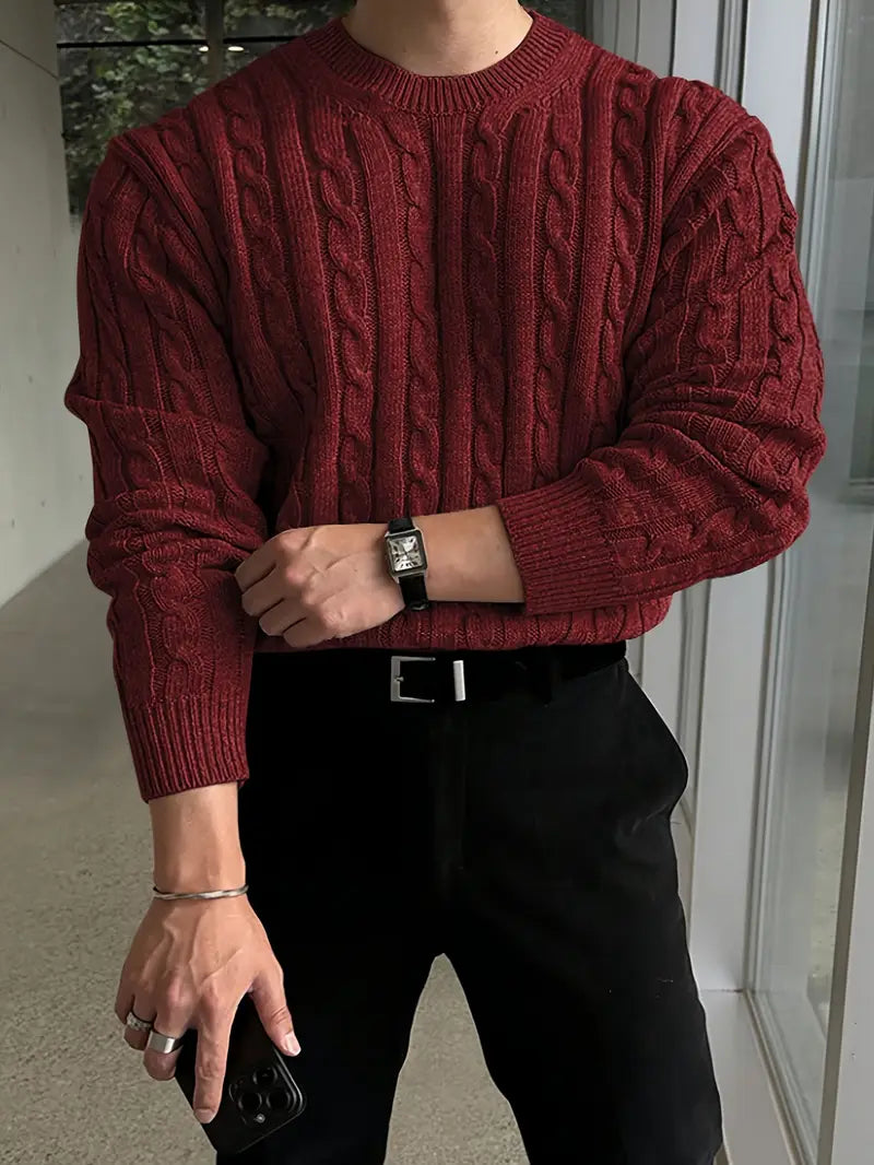 Mergim Lässiger Strickpullover Mit Langen Ärmeln