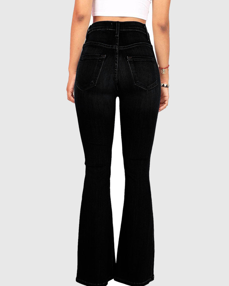 Schlag Jeans mit Hoher Taille