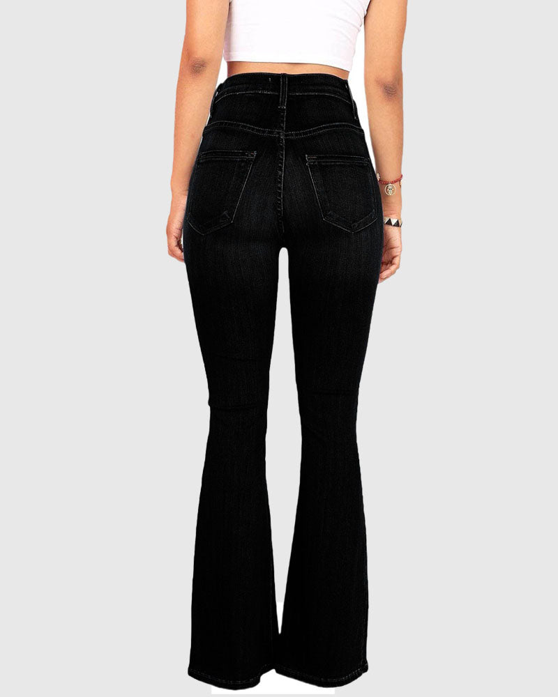 Schlag Jeans mit Hoher Taille