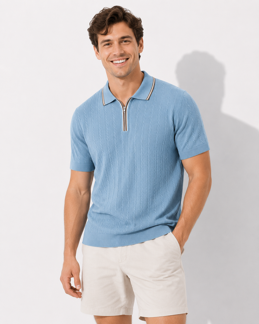 AROSA| Herren Strick-Poloshirt für Sommer und Büro