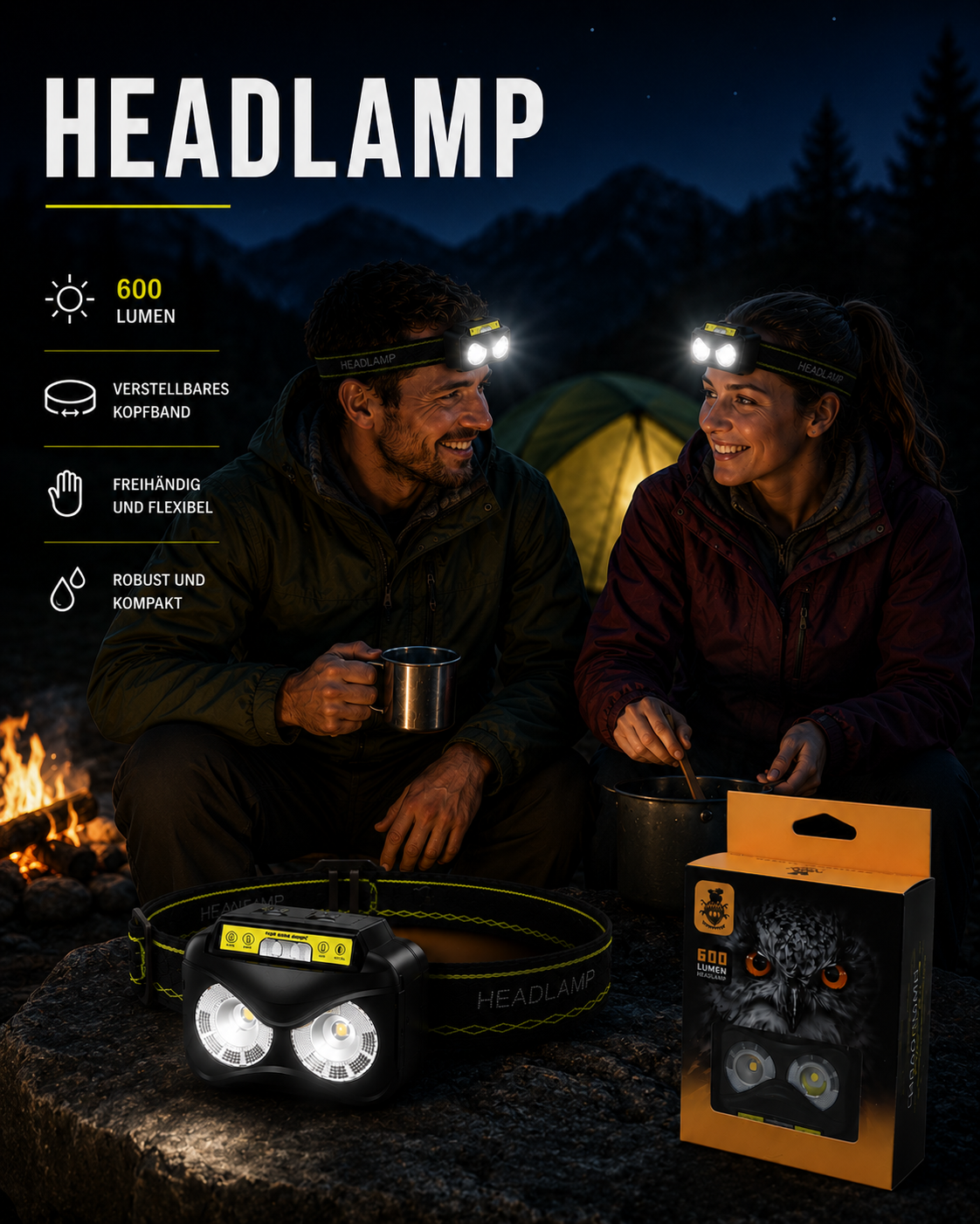 AROSA | LED Stirnlampe Super Bright