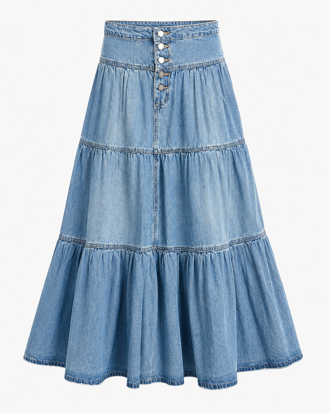 Angel | Boho Denim-Maxirock mit Hoher Taille
