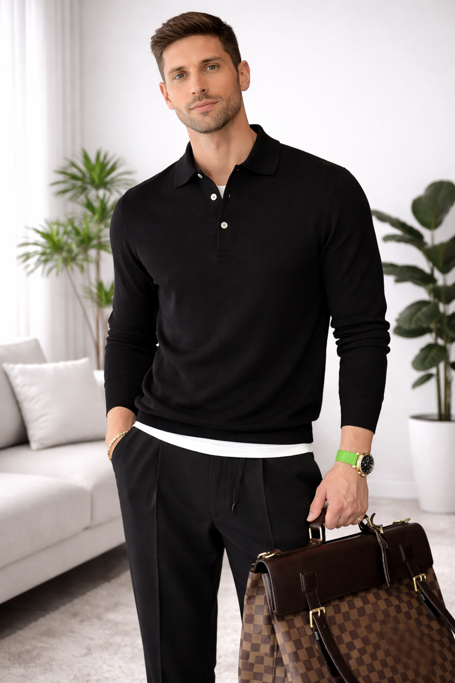 Ben | Langärmliger Strick-Polo-Pullover