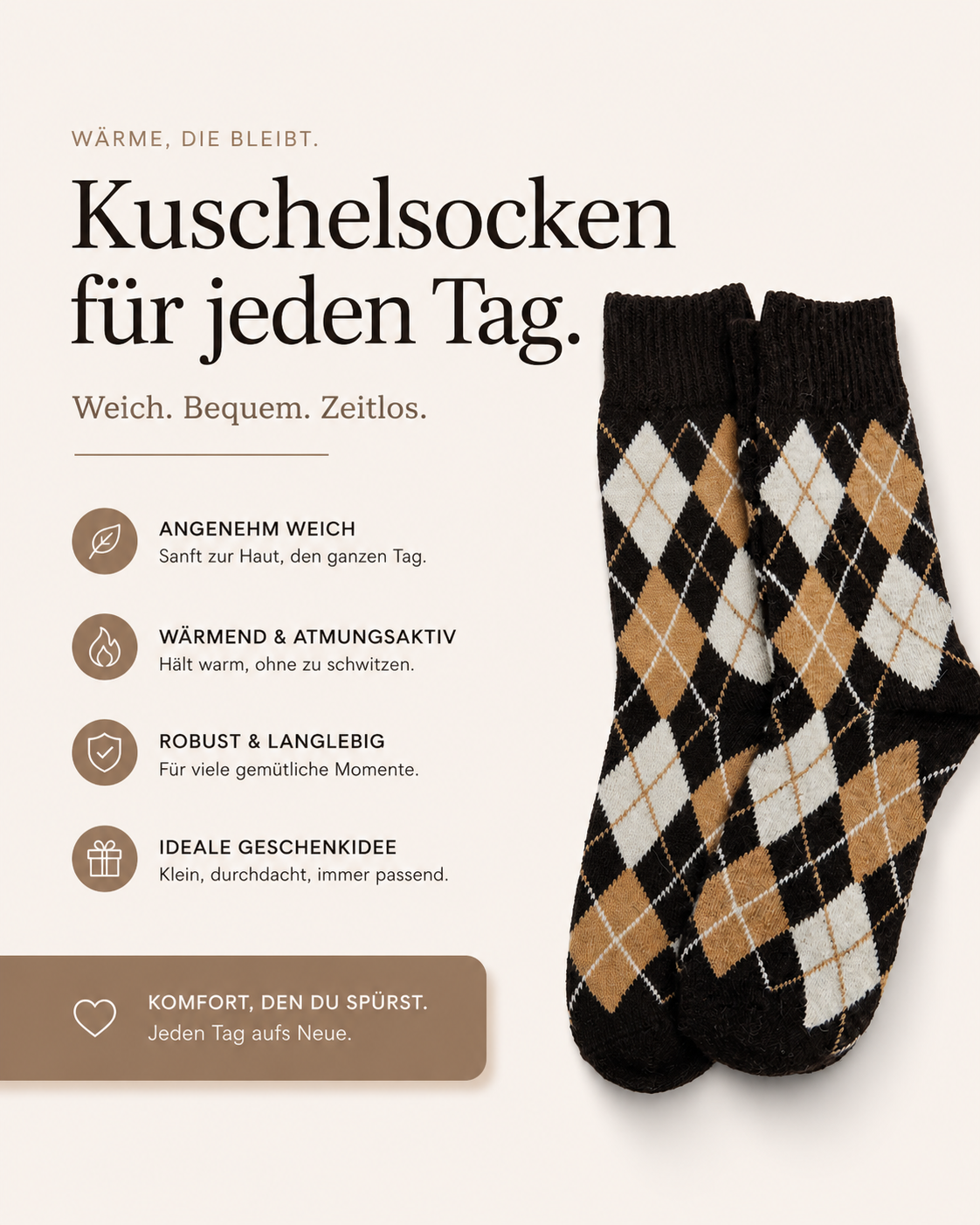 AROSA | Damen Socken Karomuster 3er-Pack