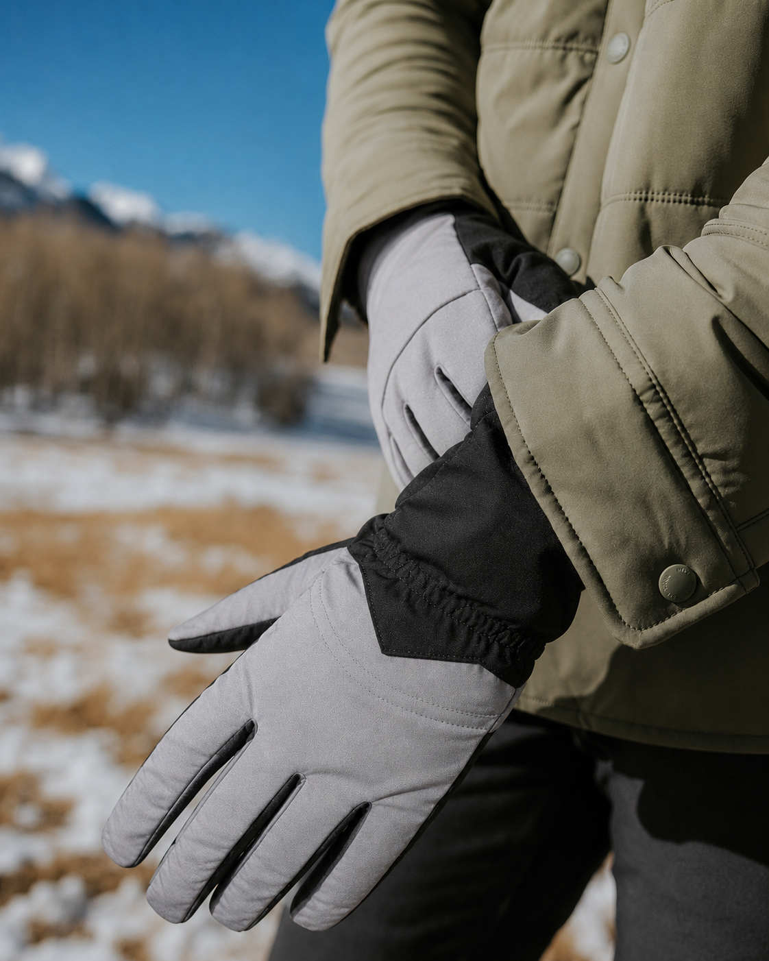 AROSA | Reflektierende Winterhandschuhe Schwarz-Weiß
