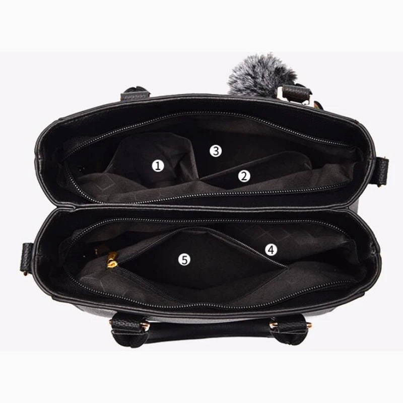 Damen Leder Umhängetasche mit Stickerei – Schulter- & Handtasche