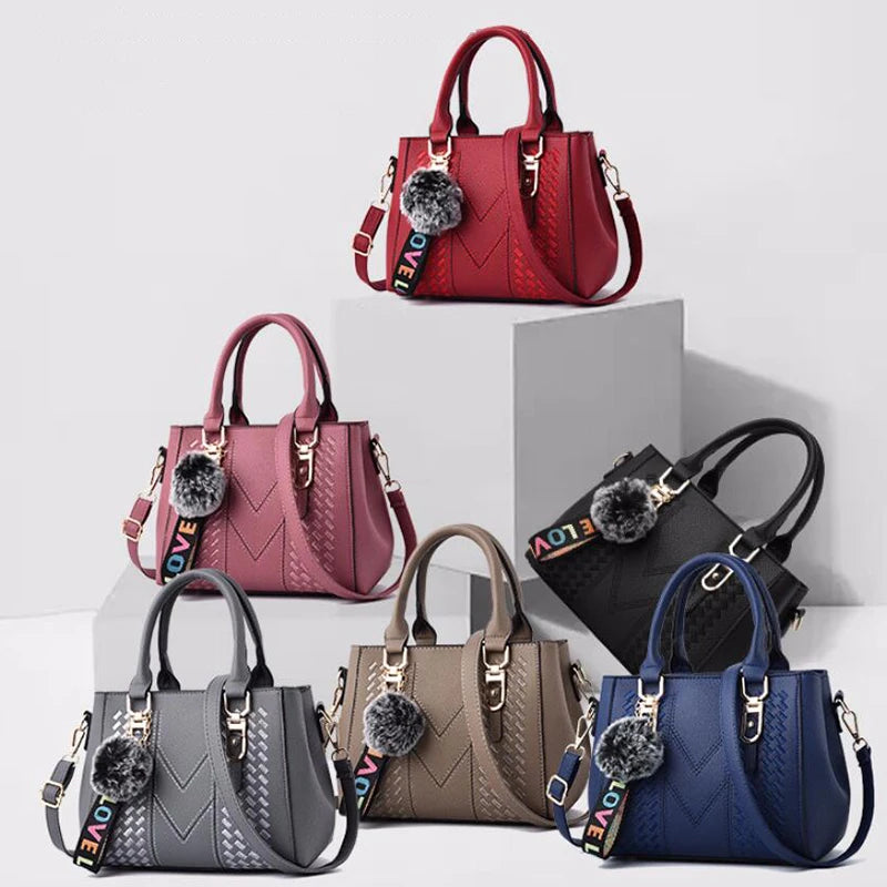 Damen Leder Umhängetasche mit Stickerei – Schulter- & Handtasche