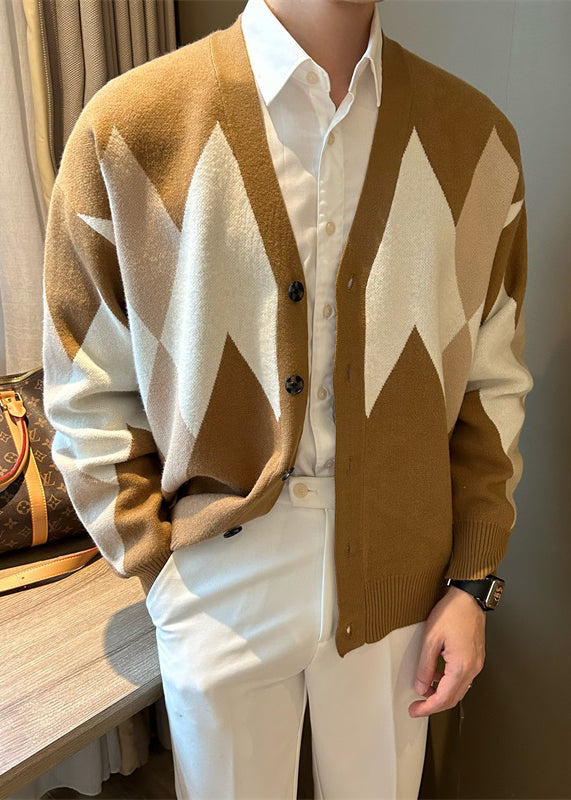 Jimmy Karierter Strickmantel – Gemütlicher Cardigan mit V-Ausschnitt
