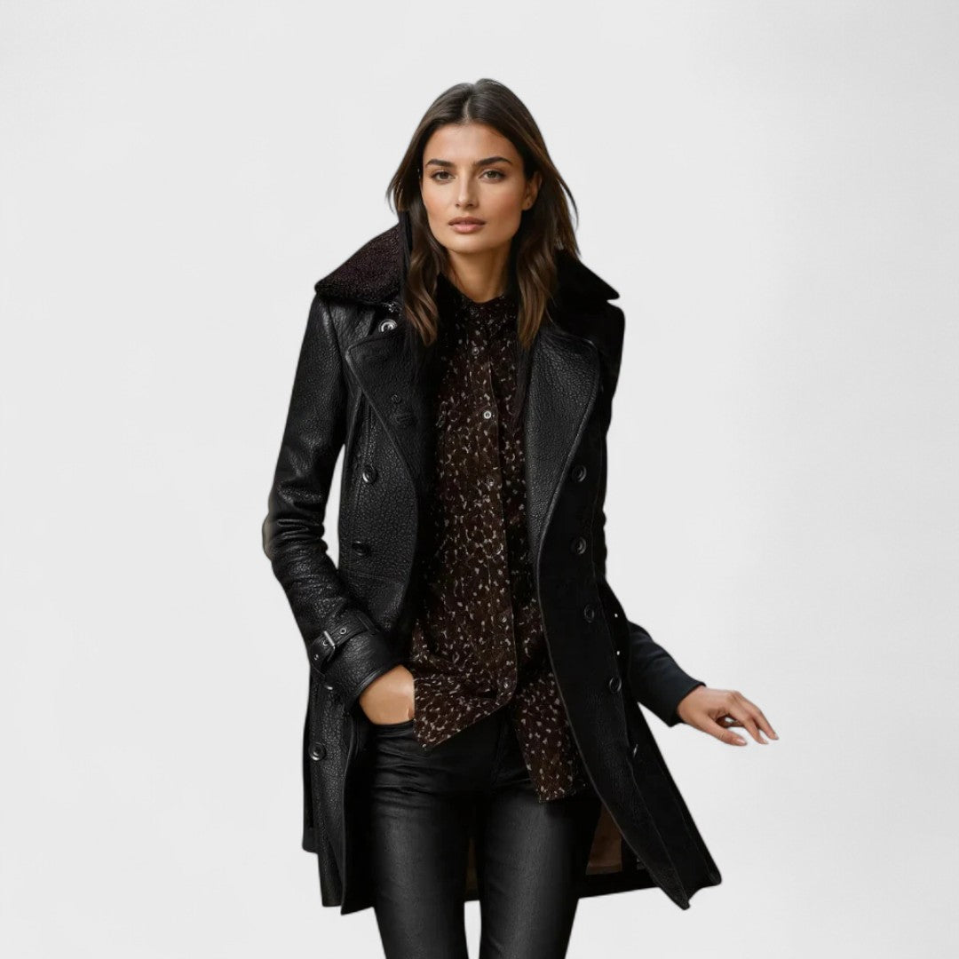 Marie | Eleganter Leder Mantel