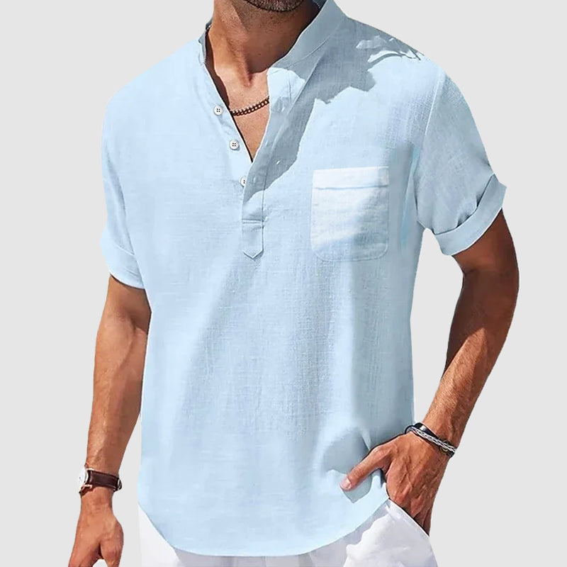Jim | Lässiges Henley Kurzarmhemd