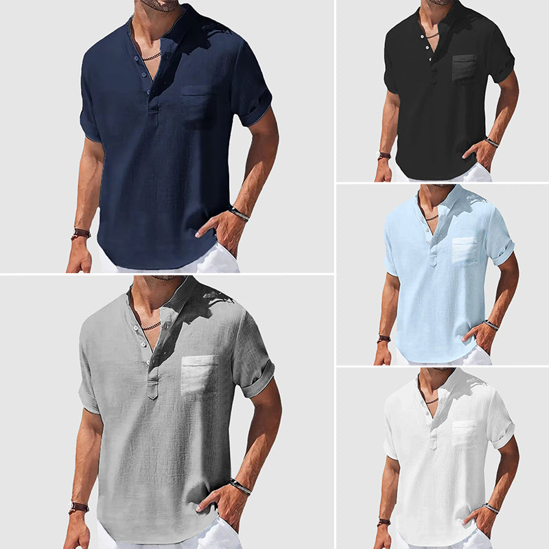 Jim | Lässiges Henley Kurzarmhemd