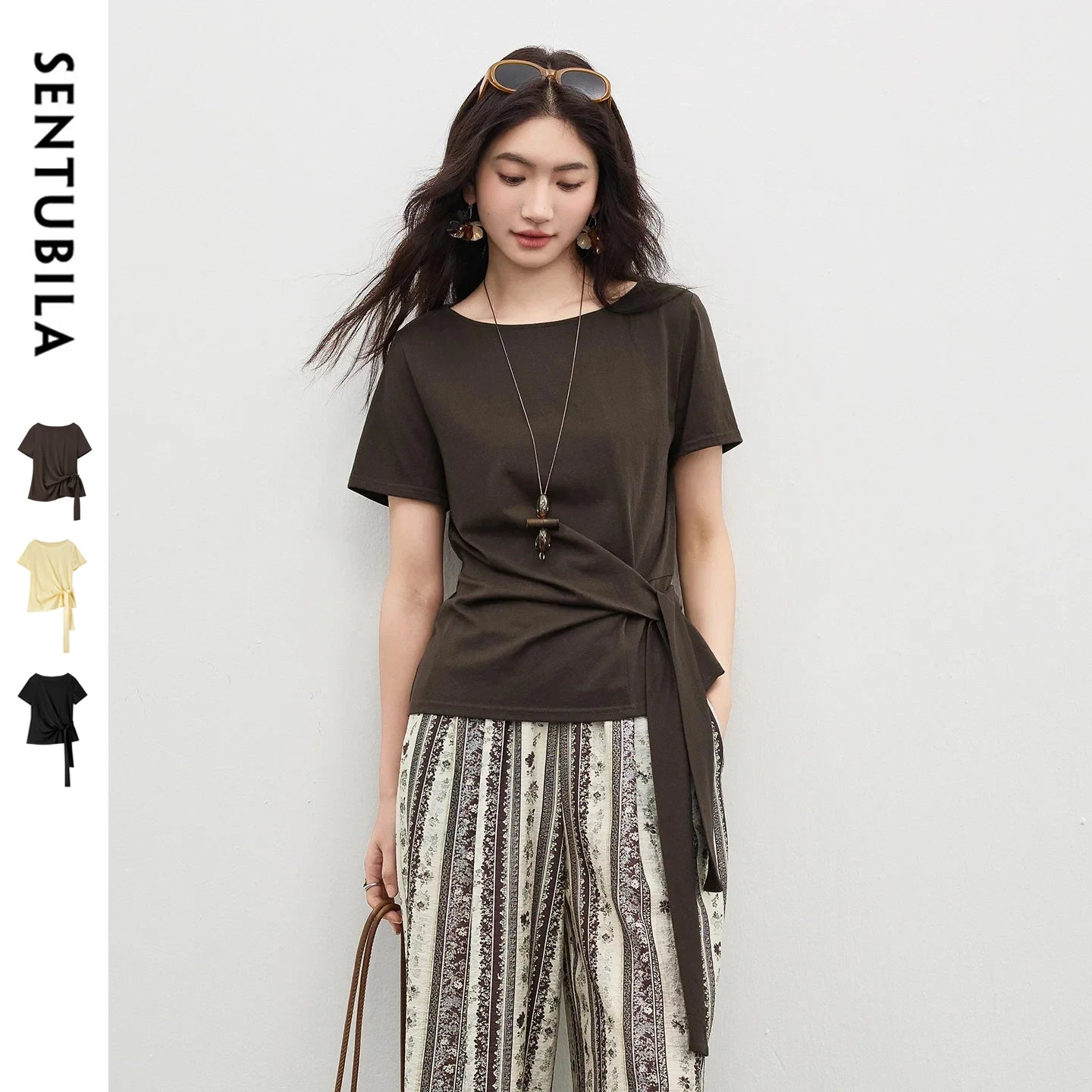 Valentina | Kurzarmshirt mit Rundhals und Wickeldetail