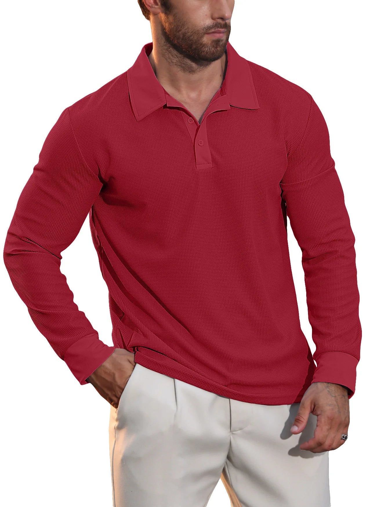 Rafael | Poloshirt mit Langarm und Struktur