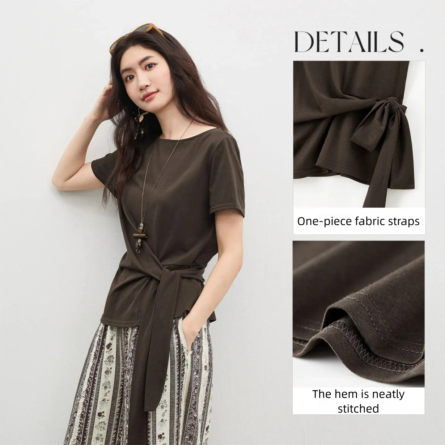 Valentina | Kurzarmshirt mit Rundhals und Wickeldetail