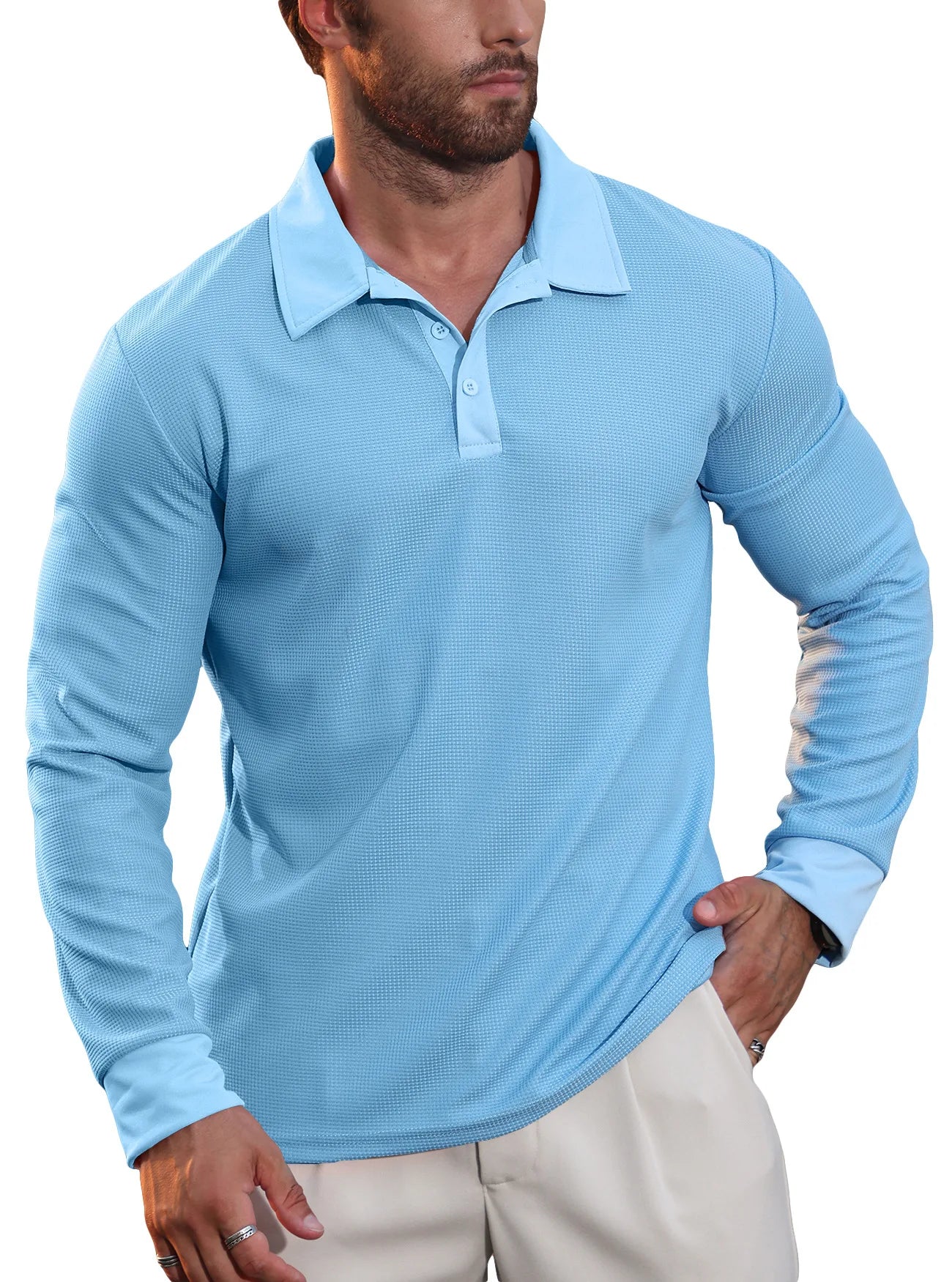 Rafael | Poloshirt mit Langarm und Struktur